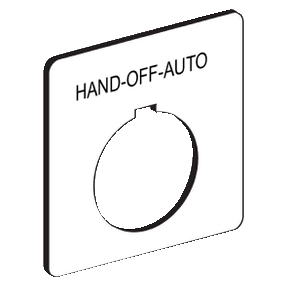 Schneider Electric 9001 Legend plate; "HAND-OFF-AUTOMATIC"; plastic; 2-1/4" square; white w/ black letters